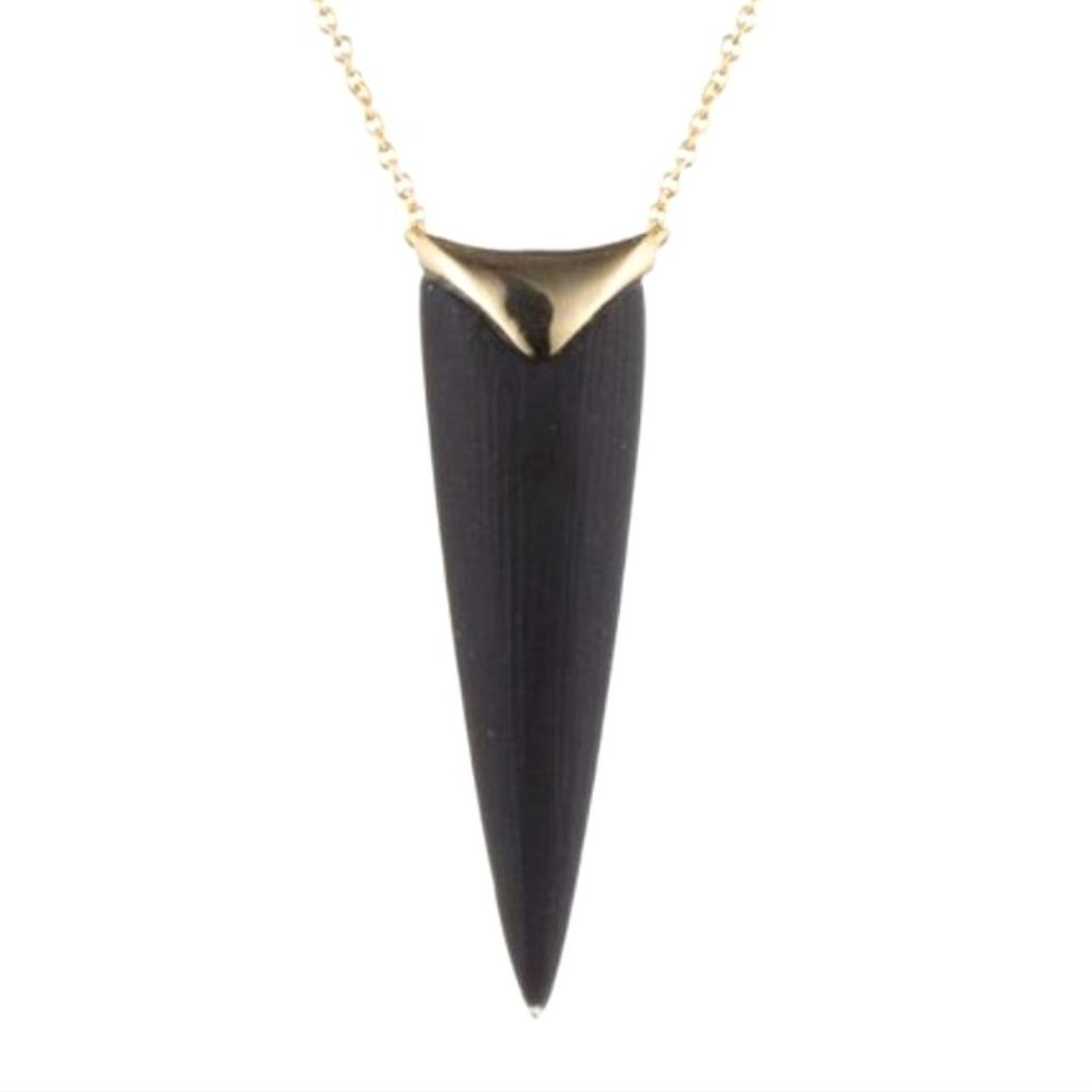 Alexis Bittar Liquid Lucite Spear Necklace, Black and Gold